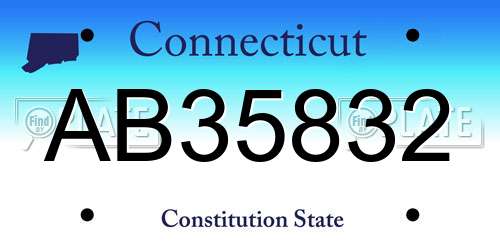AB35832 Connecticut License Plate