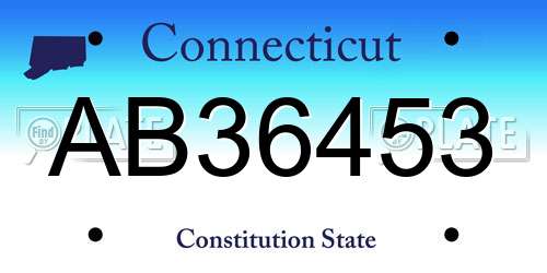 AB36453 Connecticut License Plate