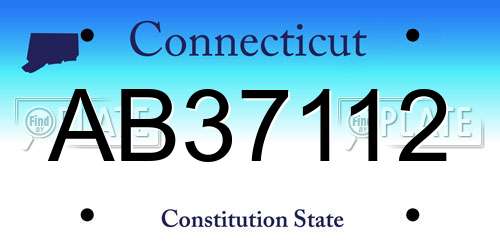 AB37112 Connecticut License Plate