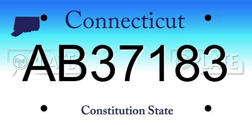 AB37183 Connecticut License Plate