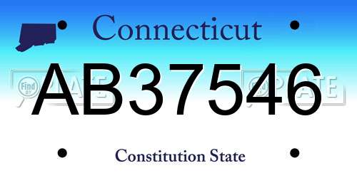 AB37546 Connecticut License Plate