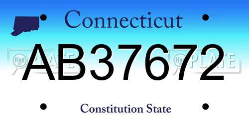 AB37672 Connecticut License Plate