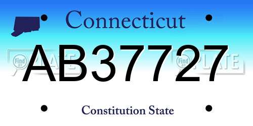 AB37727 Connecticut License Plate