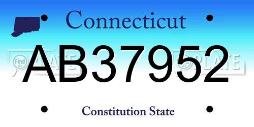 AB37952 Connecticut License Plate