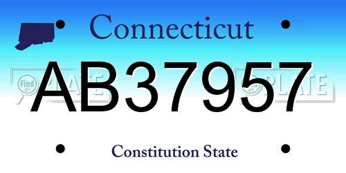 AB37957 Connecticut License Plate