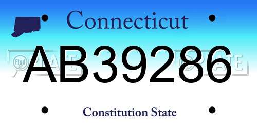 AB39286 Connecticut License Plate