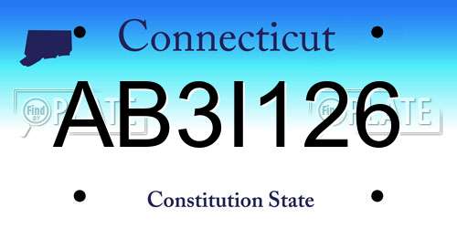 AB3I126 Connecticut License Plate
