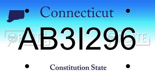 AB3I296 Connecticut License Plate