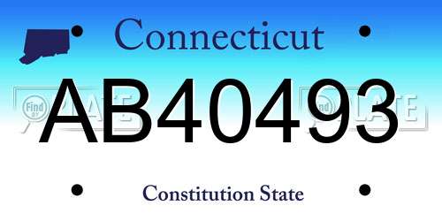 AB40493 Connecticut License Plate