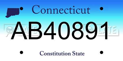 AB40891 Connecticut License Plate