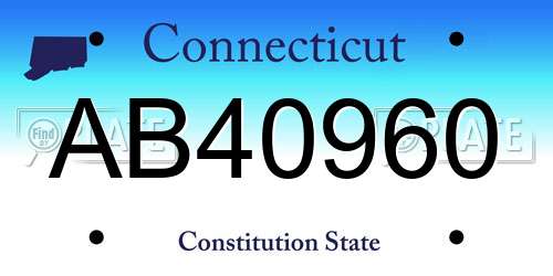 AB40960 Connecticut License Plate