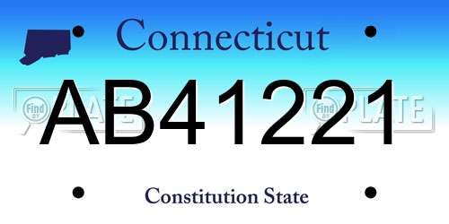 AB41221 Connecticut License Plate