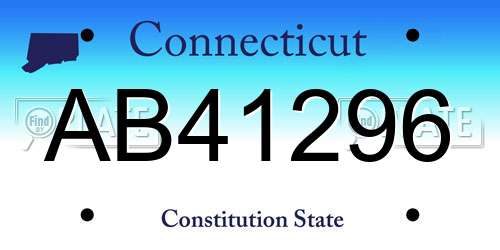 AB41296 Connecticut License Plate