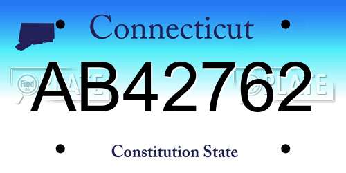 AB42762 Connecticut License Plate