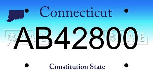 AB42800 Connecticut License Plate