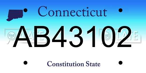 AB43102 Connecticut License Plate