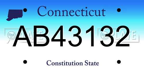 AB43132 Connecticut License Plate