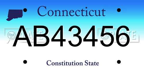 AB43456 Connecticut License Plate
