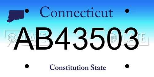 AB43503 Connecticut License Plate