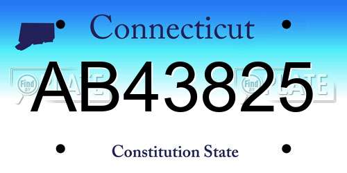 AB43825 Connecticut License Plate