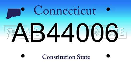AB44006 Connecticut License Plate