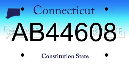 AB44608 Connecticut License Plate
