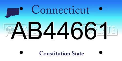 AB44661 Connecticut License Plate