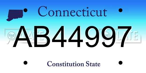 AB44997 Connecticut License Plate
