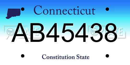 AB45438 Connecticut License Plate
