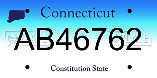 AB46762 Connecticut License Plate