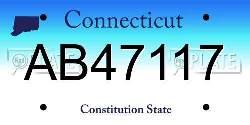 AB47117 Connecticut License Plate