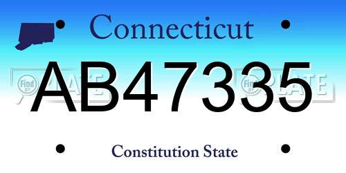 AB47335 Connecticut License Plate