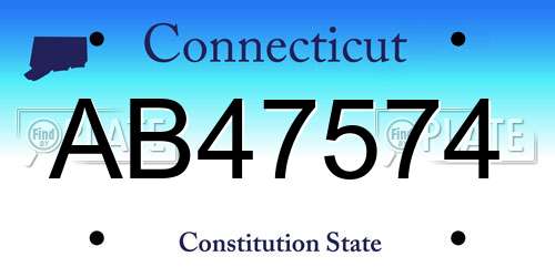 AB47574 Connecticut License Plate