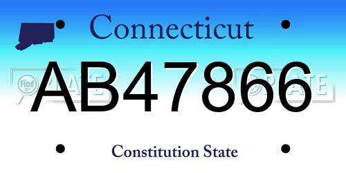 AB47866 Connecticut License Plate