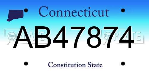AB47874 Connecticut License Plate