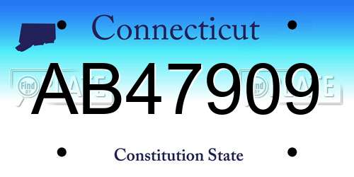 AB47909 Connecticut License Plate