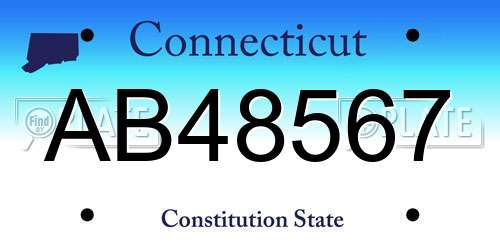 AB48567 Connecticut License Plate