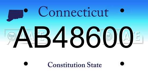 AB48600 Connecticut License Plate