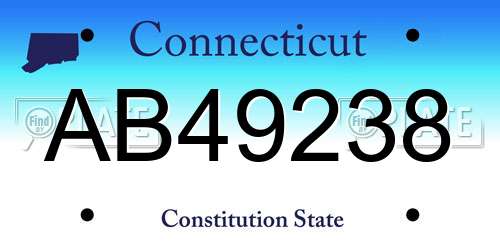 AB49238 Connecticut License Plate