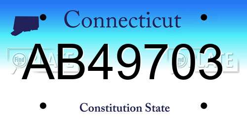 AB49703 Connecticut License Plate