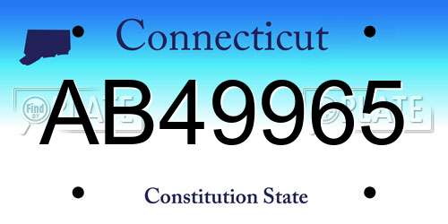 AB49965 Connecticut License Plate