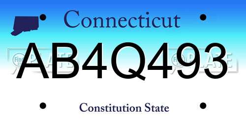 AB4Q493 Connecticut License Plate