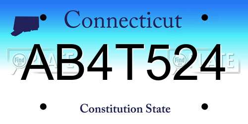 AB4T524 Connecticut License Plate