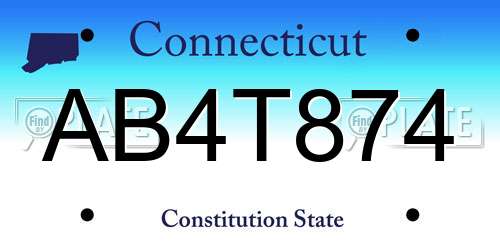 AB4T874 Connecticut License Plate