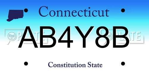 AB4Y8B Connecticut License Plate