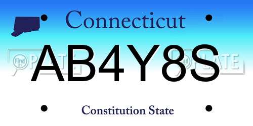 AB4Y8S Connecticut License Plate