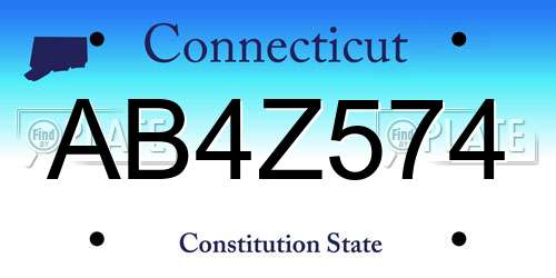 AB4Z574 Connecticut License Plate