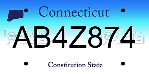 AB4Z874 Connecticut License Plate