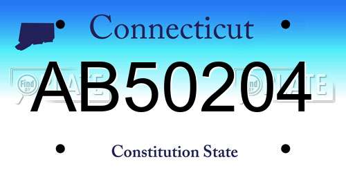 AB50204 Connecticut License Plate