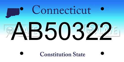 AB50322 Connecticut License Plate